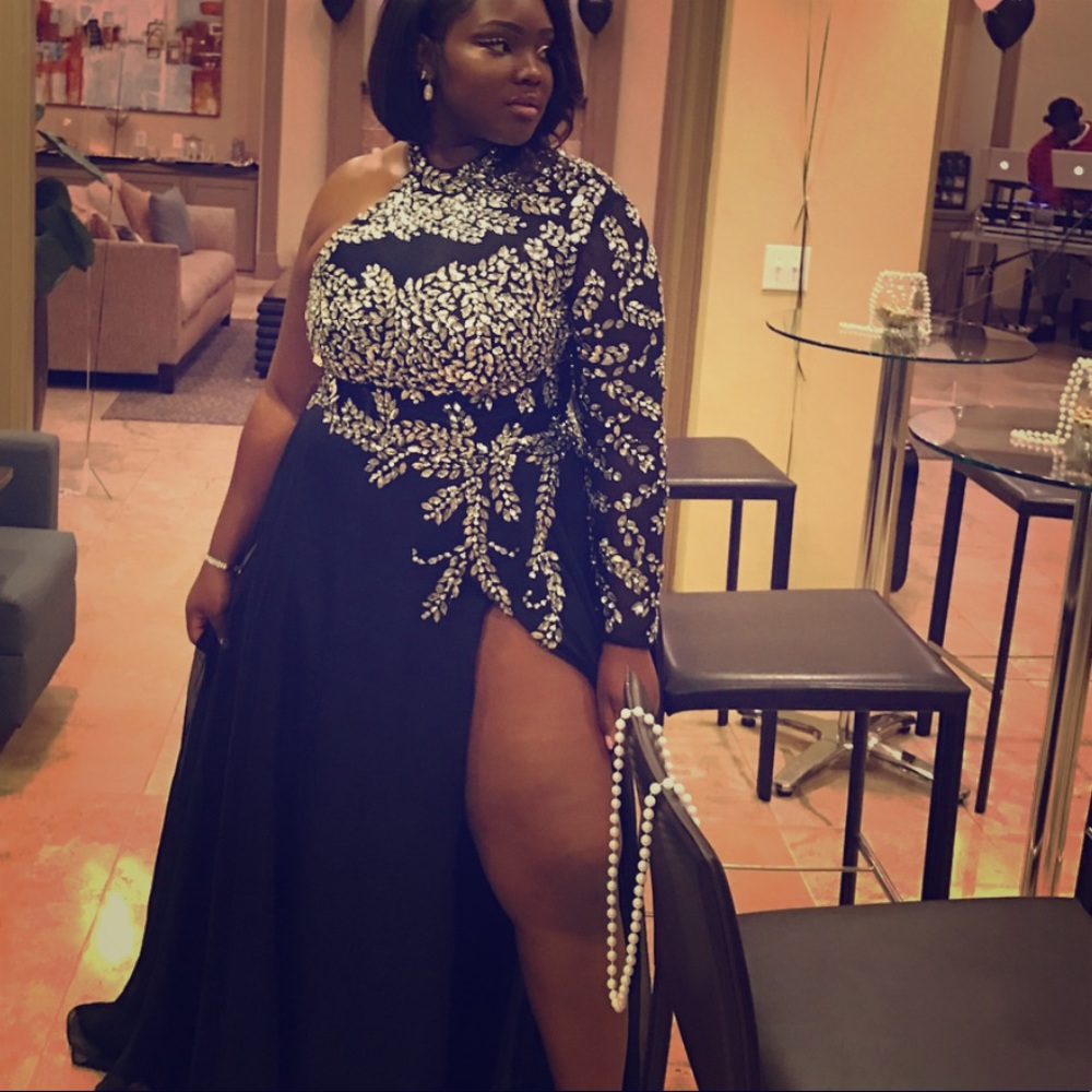 Black sequin ball gown